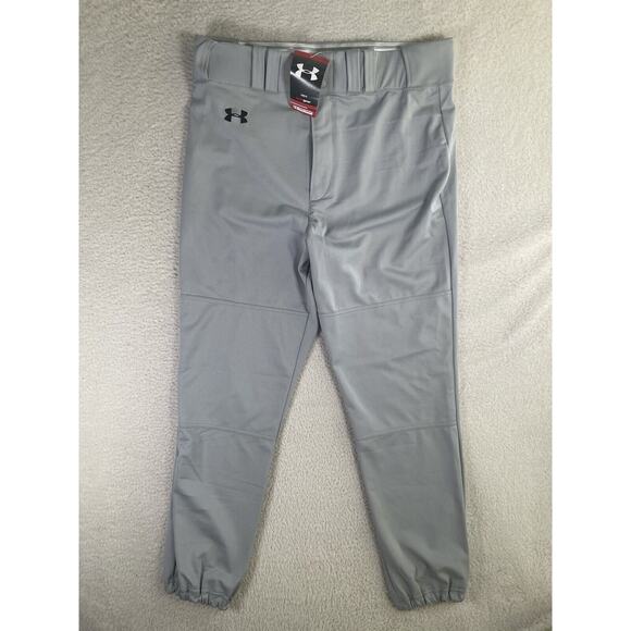 NWT Under Armour Baseball Pants XL 34x28 Heat Gear Gray NEW Stretch Waist - Picture 1 of 16
